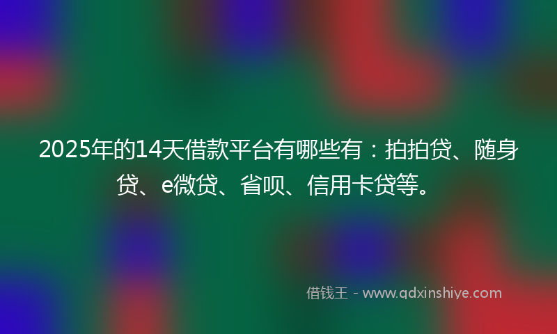 2025年的14天借款平台有哪些有：拍拍贷、随身贷、e微贷、省呗、信用卡贷等。
