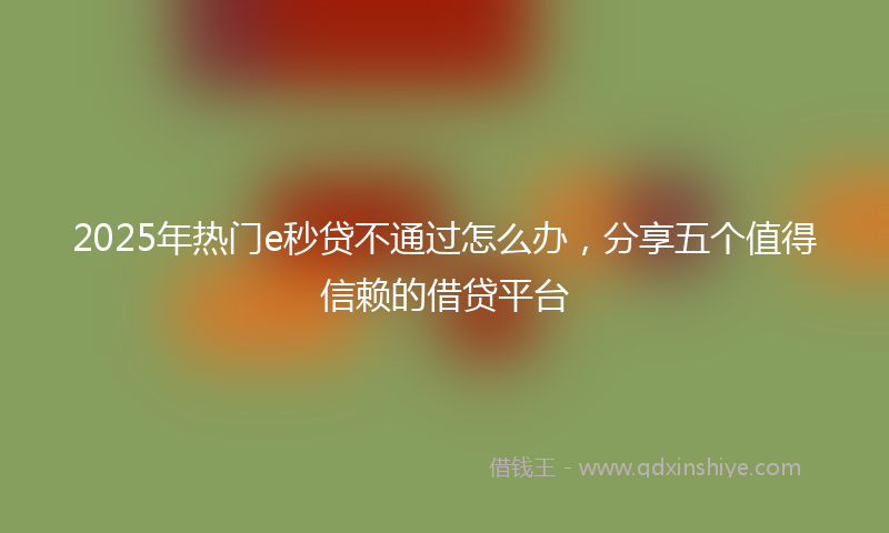 2025年热门e秒贷不通过怎么办，分享五个值得信赖的借贷平台