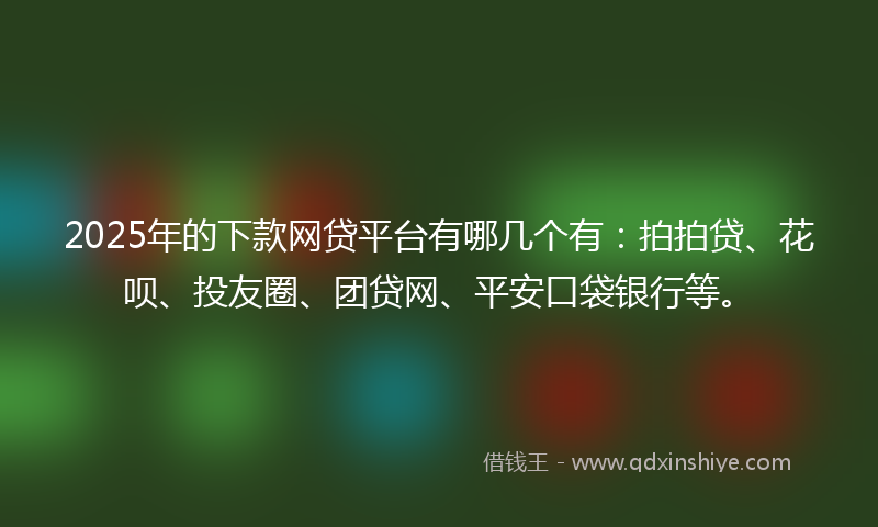 2025年的下款网贷平台有哪几个有：拍拍贷、花呗、投友圈、团贷网、平安口袋银行等。