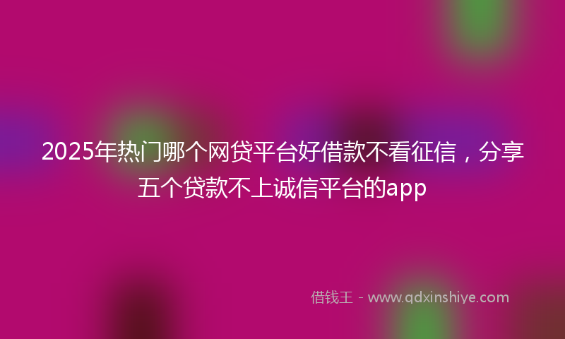 2025年热门哪个网贷平台好借款不看征信，分享五个贷款不上诚信平台的app