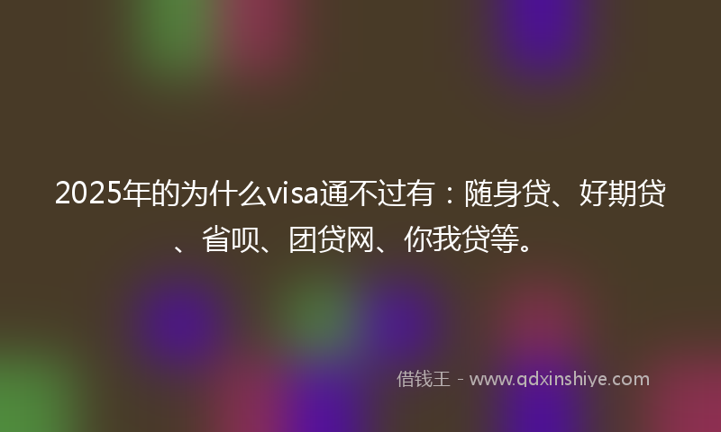 2025年的为什么visa通不过有：随身贷、好期贷、省呗、团贷网、你我贷等。