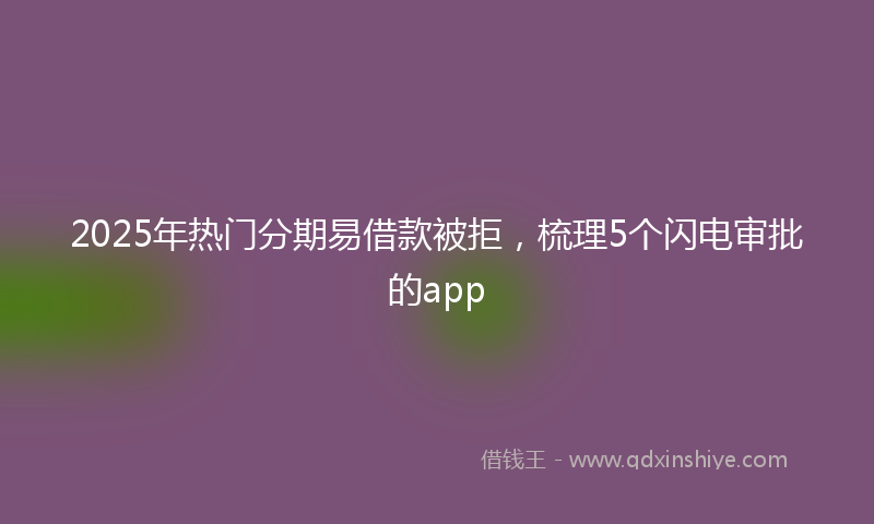 2025年热门分期易借款被拒，梳理5个闪电审批的app