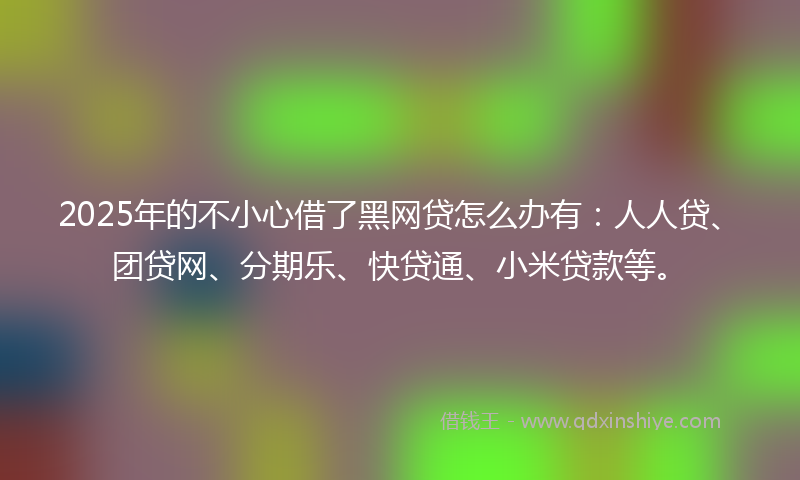 2025年的不小心借了黑网贷怎么办有：人人贷、团贷网、分期乐、快贷通、小米贷款等。