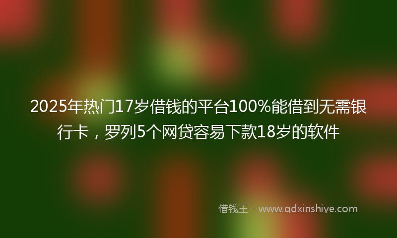 2025年热门17岁借钱的平台100%能借到无需银行卡，罗列5个网贷容易下款18岁的软件