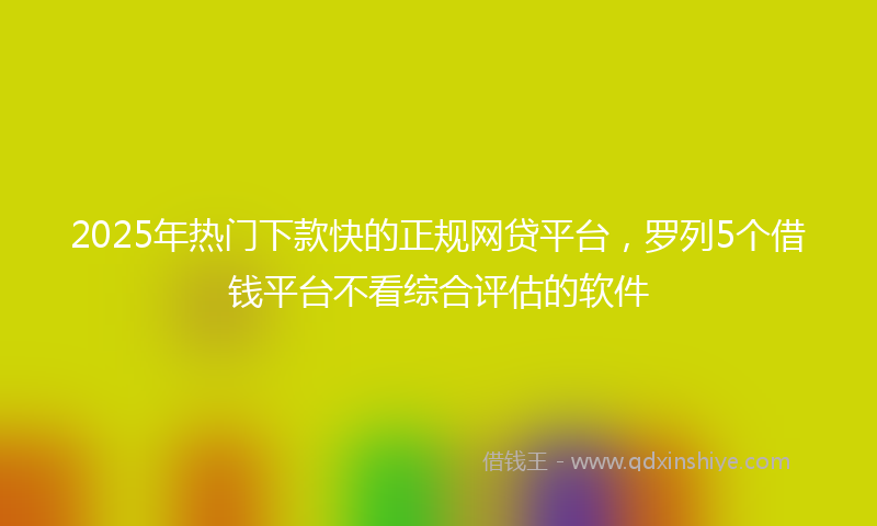 2025年热门下款快的正规网贷平台，罗列5个借钱平台不看综合评估的软件