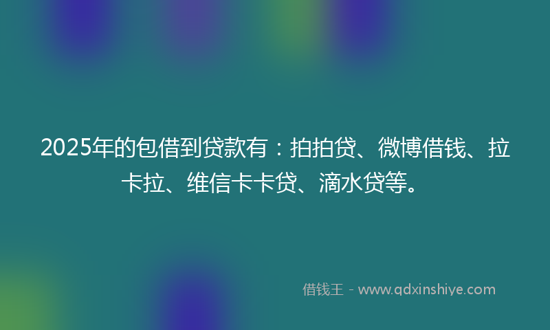 2025年的包借到贷款有：拍拍贷、微博借钱、拉卡拉、维信卡卡贷、滴水贷等。