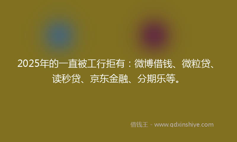 2025年的一直被工行拒有：微博借钱、微粒贷、读秒贷、京东金融、分期乐等。