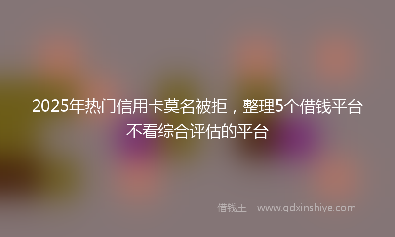 2025年热门信用卡莫名被拒，整理5个借钱平台不看综合评估的平台