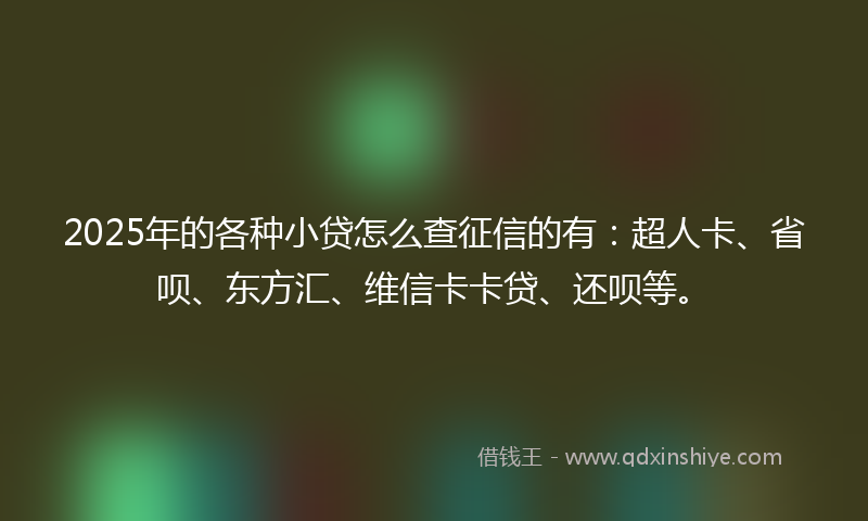 2025年的各种小贷怎么查征信的有：超人卡、省呗、东方汇、维信卡卡贷、还呗等。