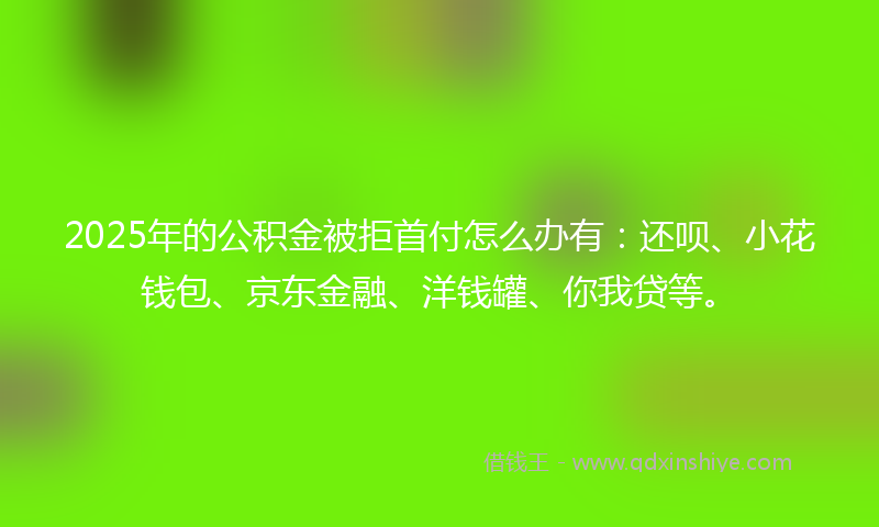 2025年的公积金被拒首付怎么办有：还呗、小花钱包、京东金融、洋钱罐、你我贷等。