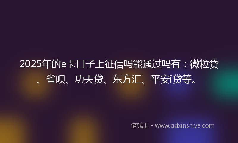 2025年的e卡口子上征信吗能通过吗有：微粒贷、省呗、功夫贷、东方汇、平安i贷等。