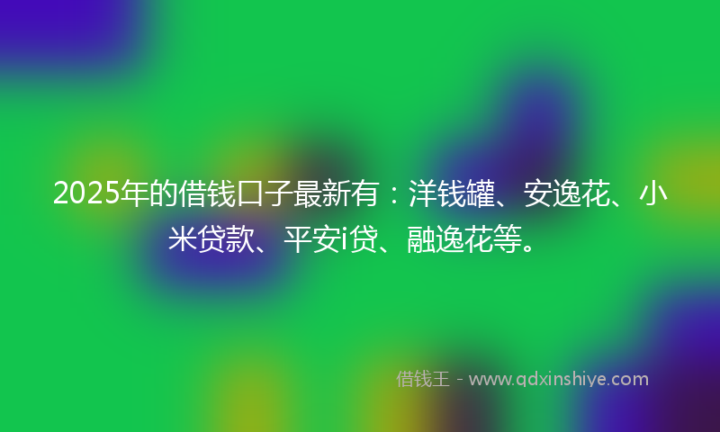 2025年的借钱口子最新有：洋钱罐、安逸花、小米贷款、平安i贷、融逸花等。