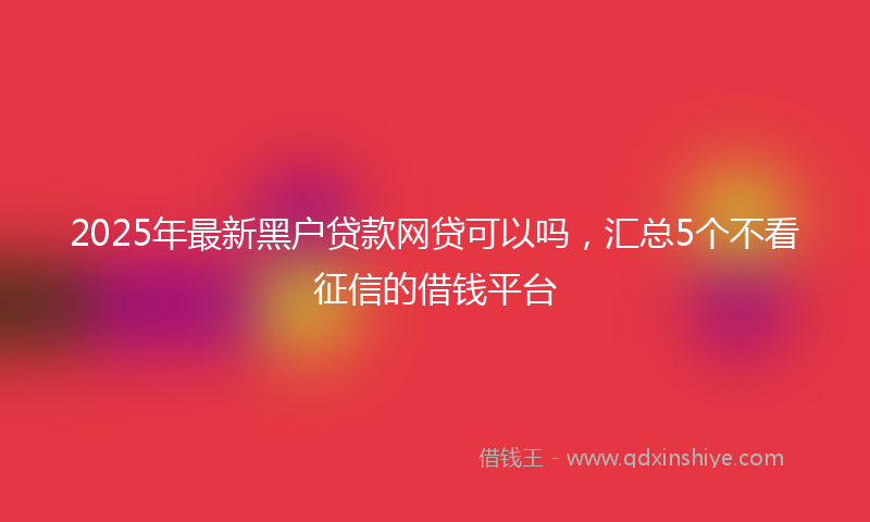 2025年最新黑户贷款网贷可以吗，汇总5个不看征信的借钱平台