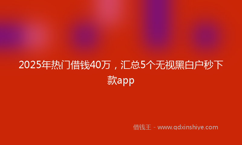 2025年热门借钱40万，汇总5个无视黑白户秒下款app
