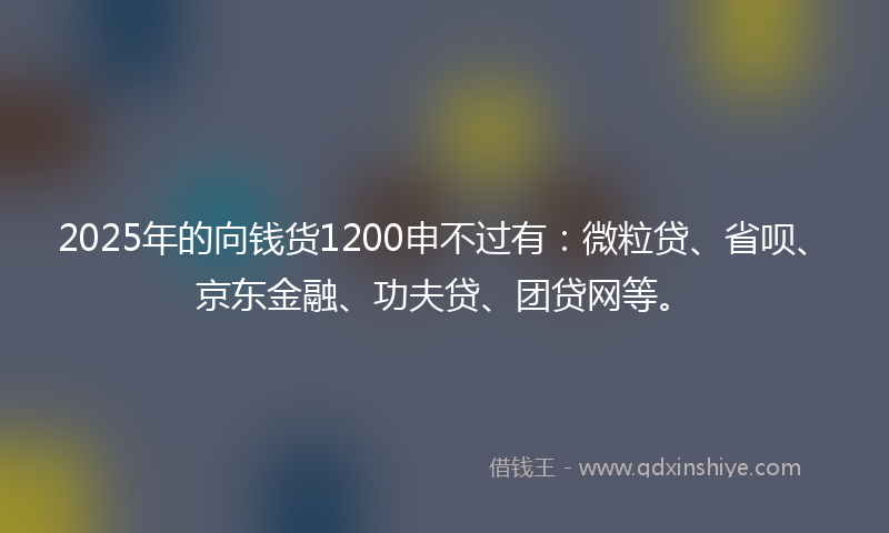 2025年的向钱货1200申不过有：微粒贷、省呗、京东金融、功夫贷、团贷网等。