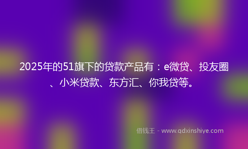 2025年的51旗下的贷款产品有：e微贷、投友圈、小米贷款、东方汇、你我贷等。