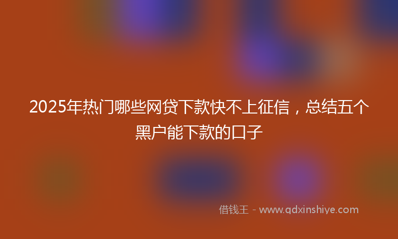 2025年热门哪些网贷下款快不上征信，总结五个黑户能下款的口子