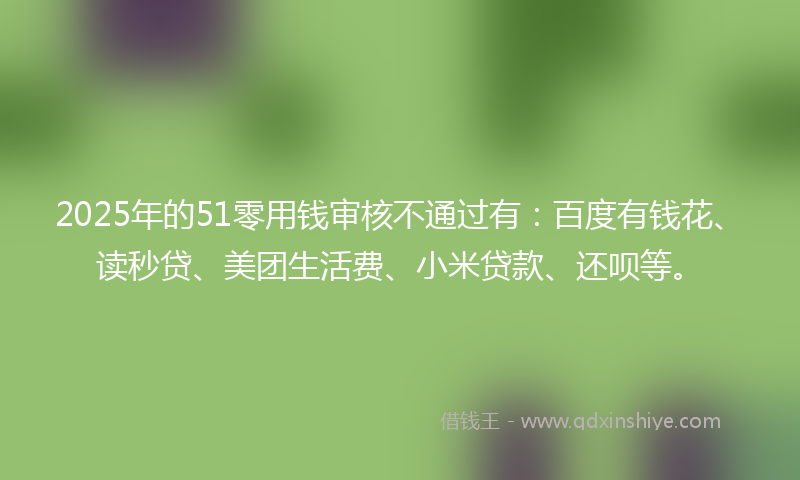 2025年的51零用钱审核不通过有：百度有钱花、读秒贷、美团生活费、小米贷款、还呗等。