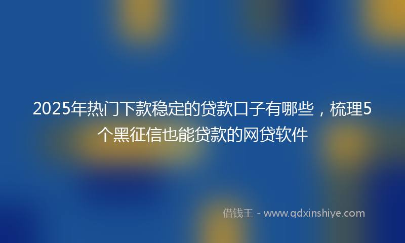 2025年热门下款稳定的贷款口子有哪些，梳理5个黑征信也能贷款的网贷软件