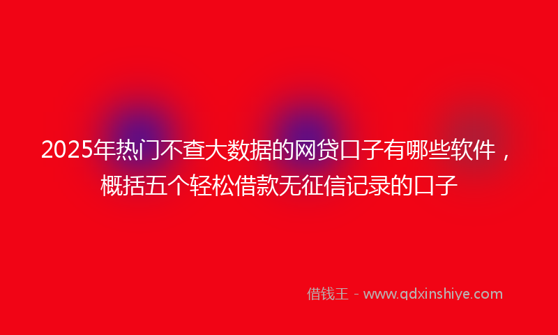 2025年热门不查大数据的网贷口子有哪些软件，概括五个轻松借款无征信记录的口子