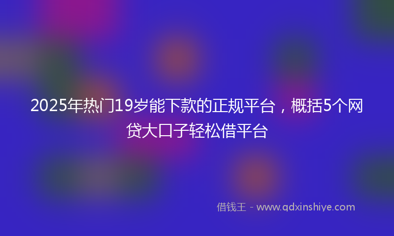 2025年热门19岁能下款的正规平台，概括5个网贷大口子轻松借平台