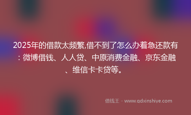 2025年的借款太频繁,借不到了怎么办着急还款有：微博借钱、人人贷、中原消费金融、京东金融、维信卡卡贷等。