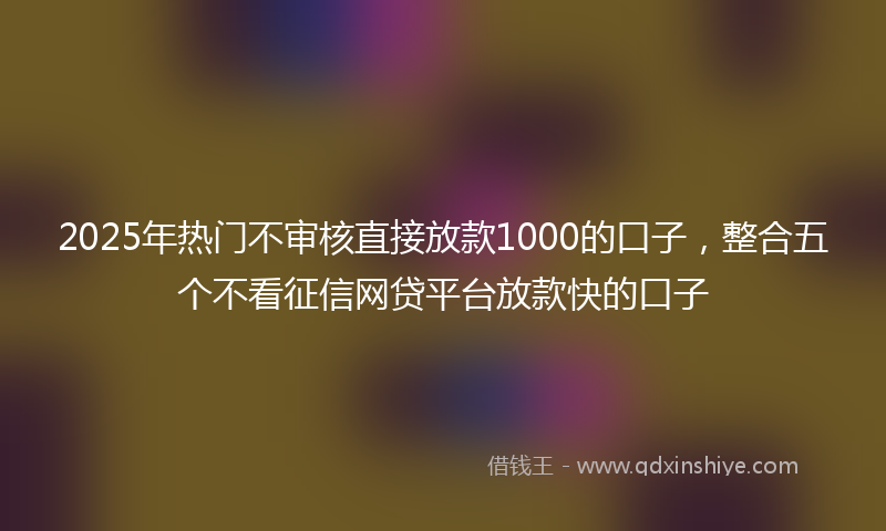 2025年热门不审核直接放款1000的口子，整合五个不看征信网贷平台放款快的口子