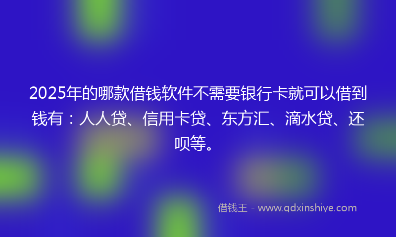 2025年的哪款借钱软件不需要银行卡就可以借到钱有：人人贷、信用卡贷、东方汇、滴水贷、还呗等。