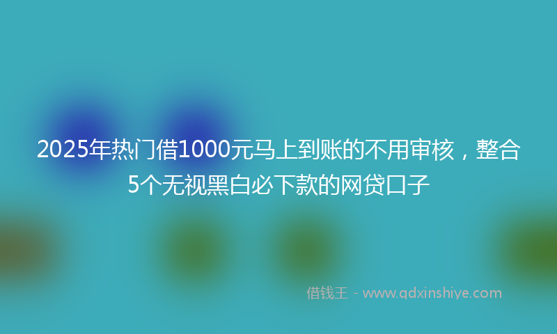 2025年热门借1000元马上到账的不用审核，整合5个无视黑白必下款的网贷口子