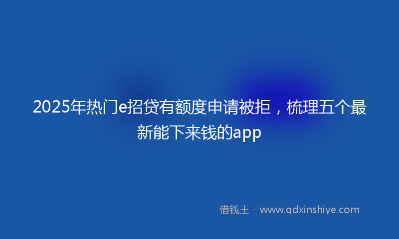2025年热门e招贷有额度申请被拒，梳理五个最新能下来钱的app
