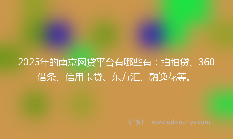 2025年的南京网贷平台有哪些有：拍拍贷、360借条、信用卡贷、东方汇、融逸花等。