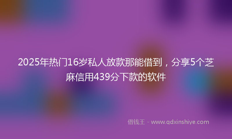 2025年热门16岁私人放款那能借到，分享5个芝麻信用439分下款的软件