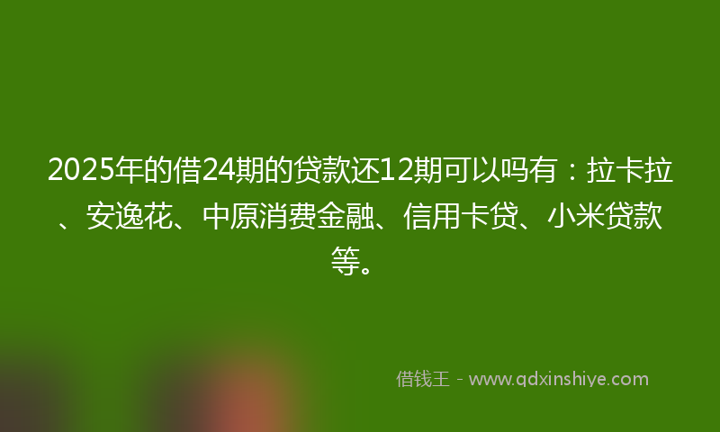 2025年的借24期的贷款还12期可以吗有：拉卡拉、安逸花、中原消费金融、信用卡贷、小米贷款等。
