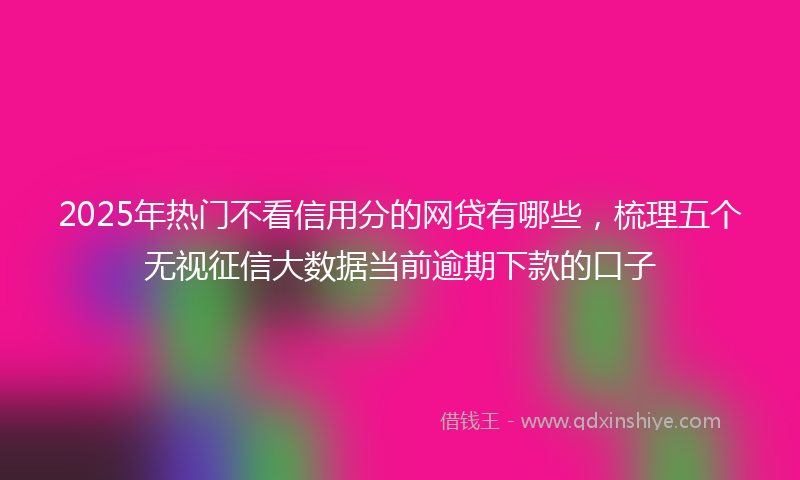2025年热门不看信用分的网贷有哪些，梳理五个无视征信大数据当前逾期下款的口子