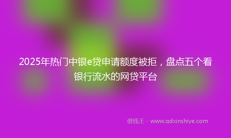 2025年热门中银e贷申请额度被拒，盘点五个看银行流水的网贷平台