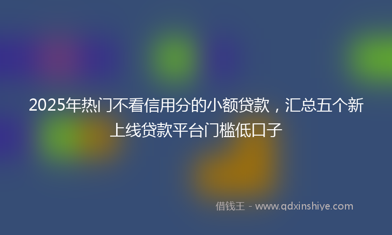 2025年热门不看信用分的小额贷款，汇总五个新上线贷款平台门槛低口子