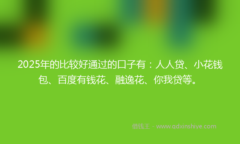 2025年的比较好通过的口子有：人人贷、小花钱包、百度有钱花、融逸花、你我贷等。