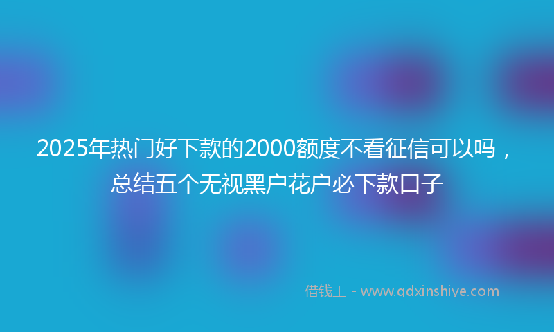 2025年热门好下款的2000额度不看征信可以吗，总结五个无视黑户花户必下款口子