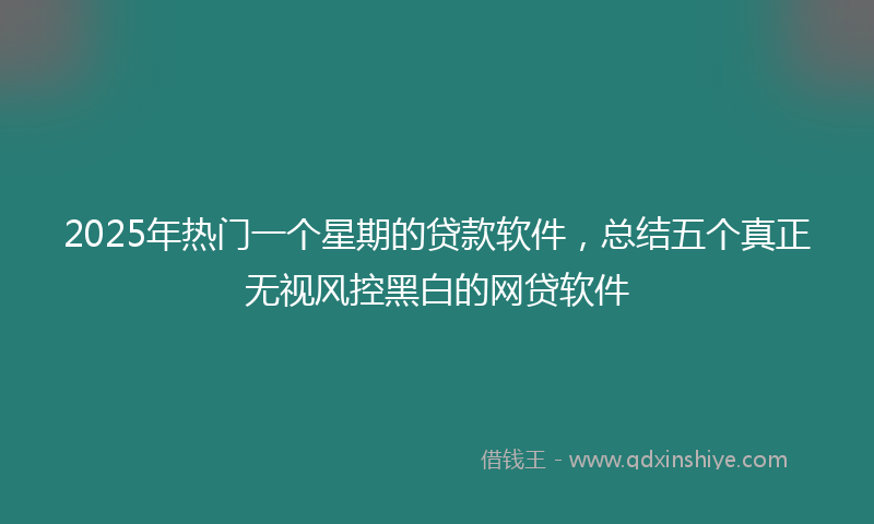 2025年热门一个星期的贷款软件，总结五个真正无视风控黑白的网贷软件