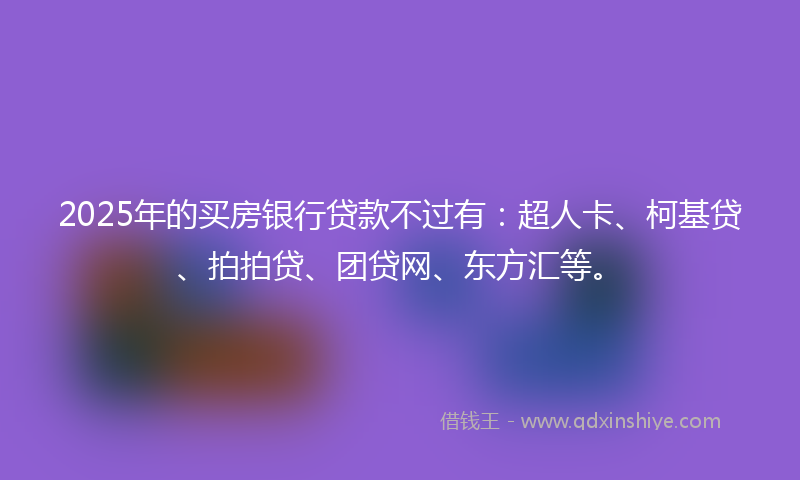 2025年的买房银行贷款不过有：超人卡、柯基贷、拍拍贷、团贷网、东方汇等。
