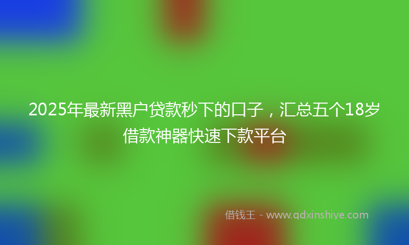 2025年最新黑户贷款秒下的口子，汇总五个18岁借款神器快速下款平台