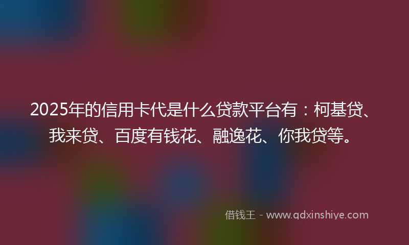 2025年的信用卡代是什么贷款平台有：柯基贷、我来贷、百度有钱花、融逸花、你我贷等。