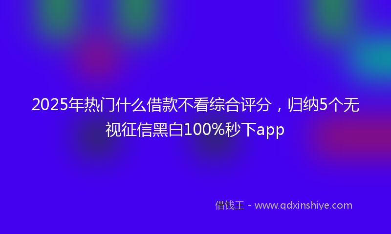 2025年热门什么借款不看综合评分，归纳5个无视征信黑白100%秒下app