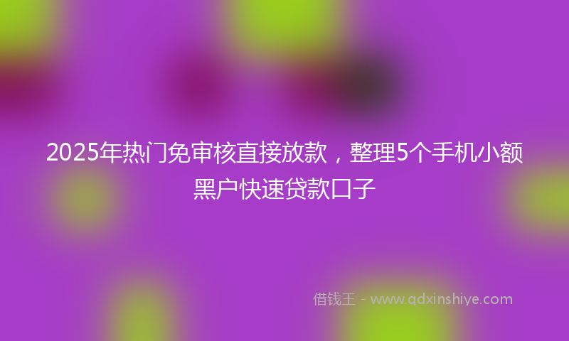 2025年热门免审核直接放款，整理5个手机小额黑户快速贷款口子