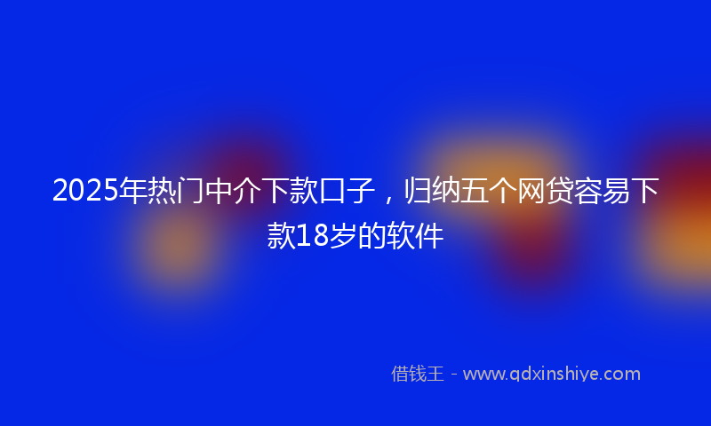 2025年热门中介下款口子，归纳五个网贷容易下款18岁的软件