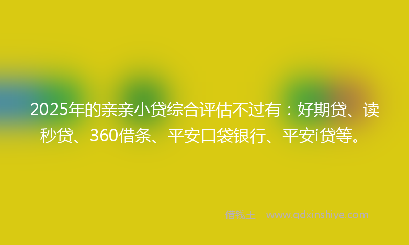 2025年的亲亲小贷综合评估不过有：好期贷、读秒贷、360借条、平安口袋银行、平安i贷等。