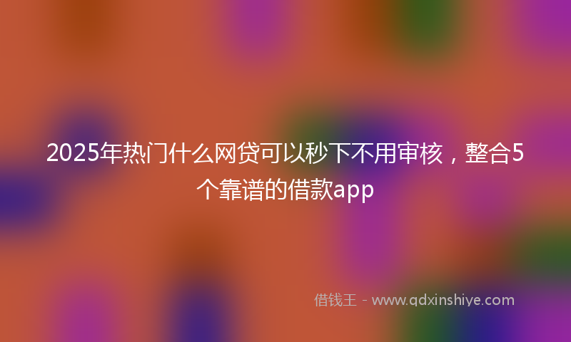 2025年热门什么网贷可以秒下不用审核，整合5个靠谱的借款app