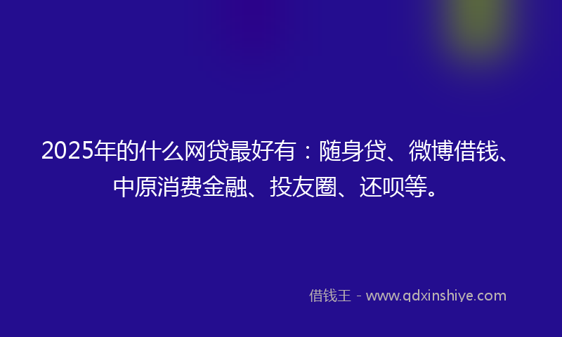 2025年的什么网贷最好有：随身贷、微博借钱、中原消费金融、投友圈、还呗等。