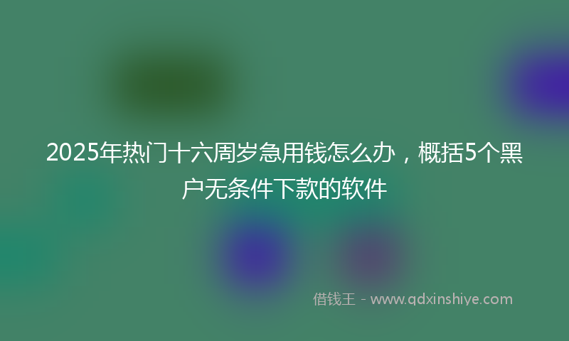 2025年热门十六周岁急用钱怎么办，概括5个黑户无条件下款的软件