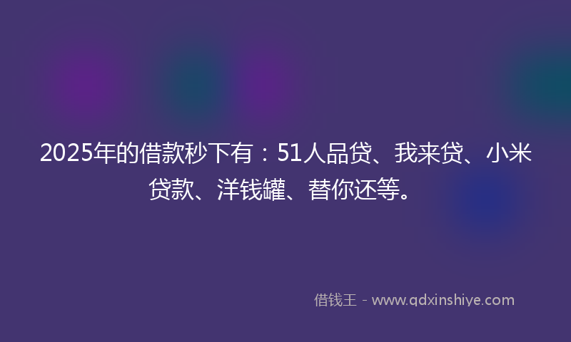 2025年的借款秒下有：51人品贷、我来贷、小米贷款、洋钱罐、替你还等。